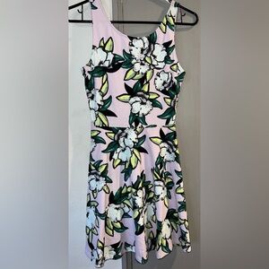 Divided Pink and Green Floral Dress